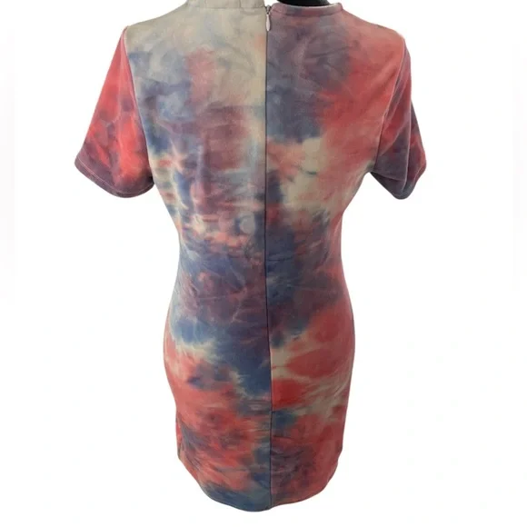 Light Mood velour Pink, Blue, White  Mini Dress, Large - Picture 3 of 5